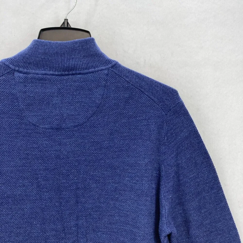 Tommy Bahama Merino Wool Blend Quarter Zip Sweater Sweatshirt Mens Small Blue - Picture 12 of 13